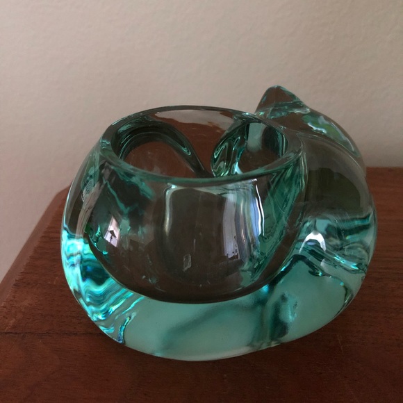 INDIANA GLASS  CO -FROG - SLEEPING KITTEN - TORTOISE  TEA LIGHT  HOLDER - Picture 16 of 16